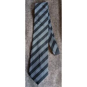 Tie 70s 80s 90s Y2K Mens Conwell Navy Gray Blue Pin Striped 3.75 Wide